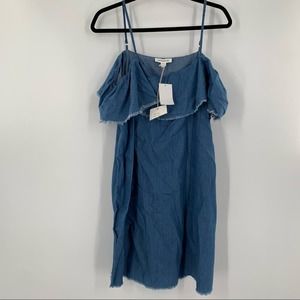 Beachlunchlounge Denim Off Shoulders Mini Dress Women’s Size L NWT